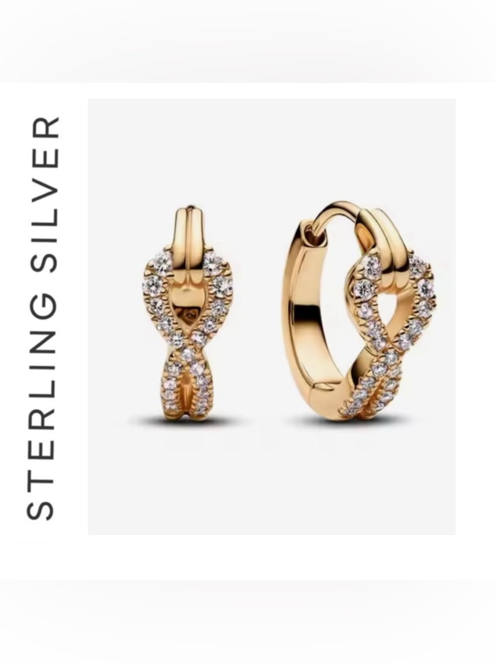 🌟 14K Gold Plated Infinite Lab-grown Diamond Pavé Hoop Earrings